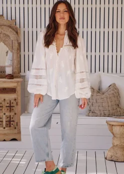 White Embroidered Blouse Clara