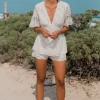 White Eyelet Cotton Jumpsuit Marina