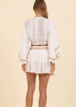 White Lurex Stripe Mini Skirt