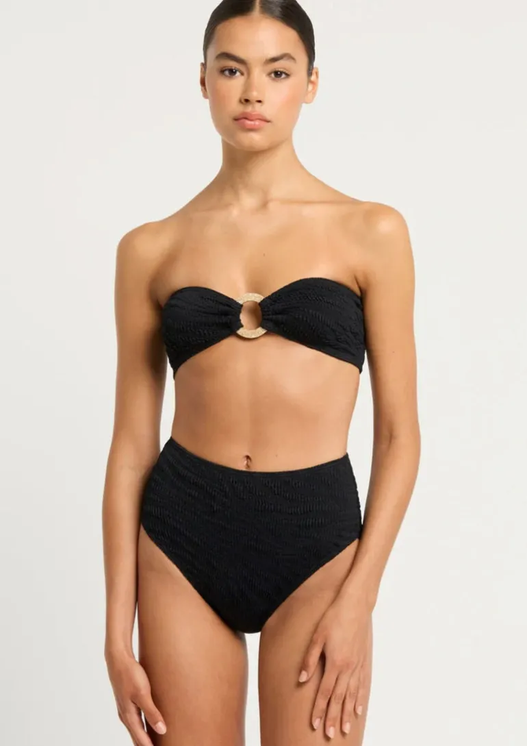 x Georgia Fowler Ring Tie Back Bikini Top in Black Tiger